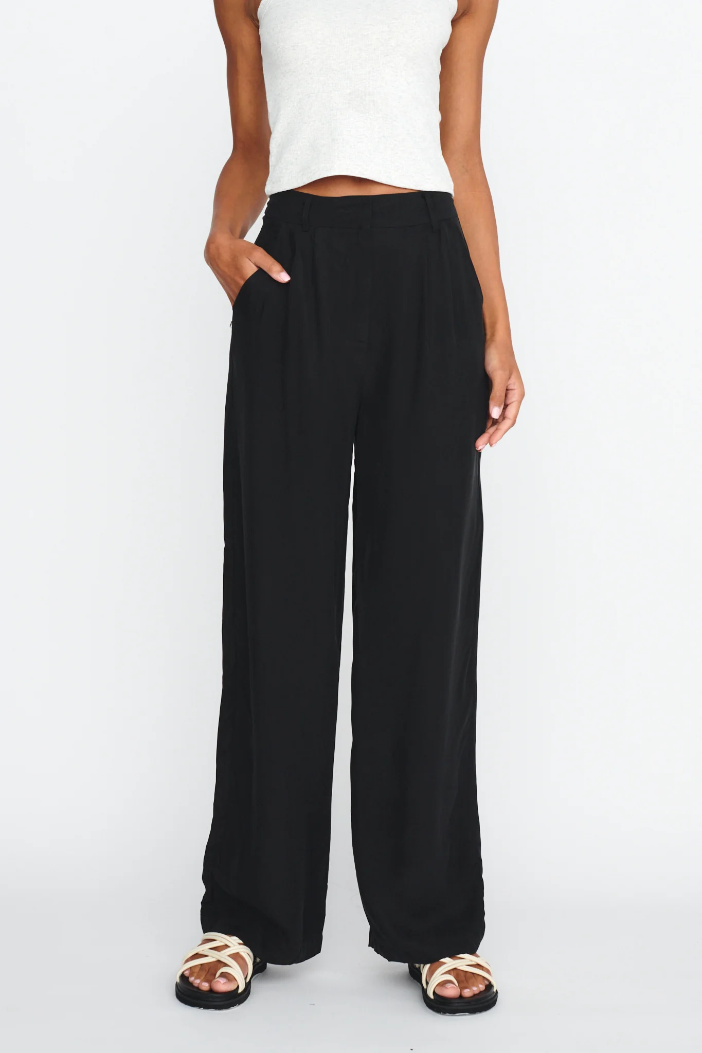 Dodie Straight Leg Trouser Pants Black - Ruaus