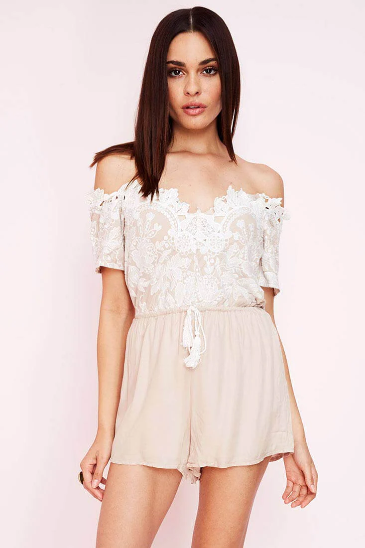Inaya Dressy Romper Beige - Ruaus