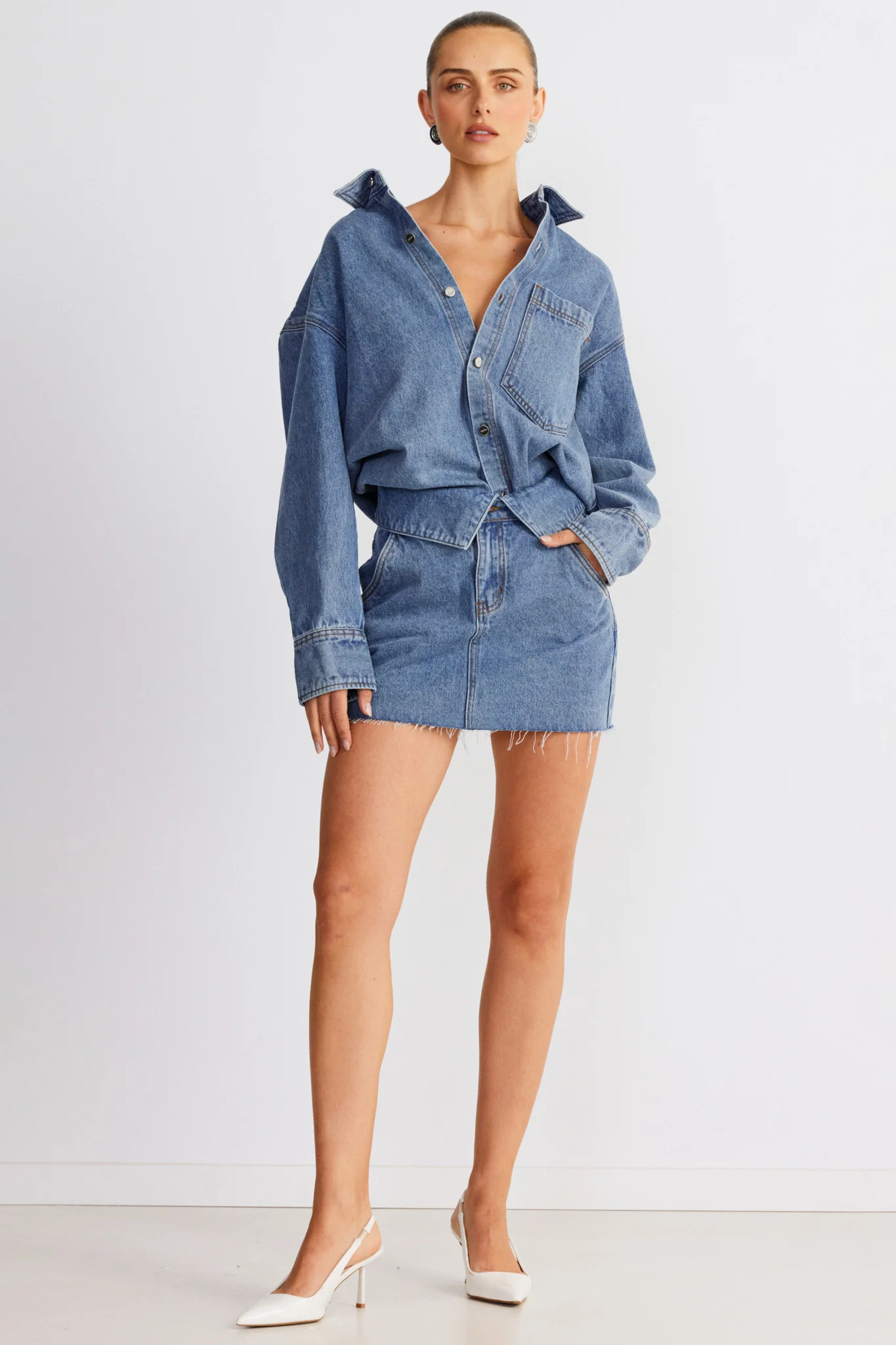SNDYS Eve Denim Shirt Blue - Ruaus