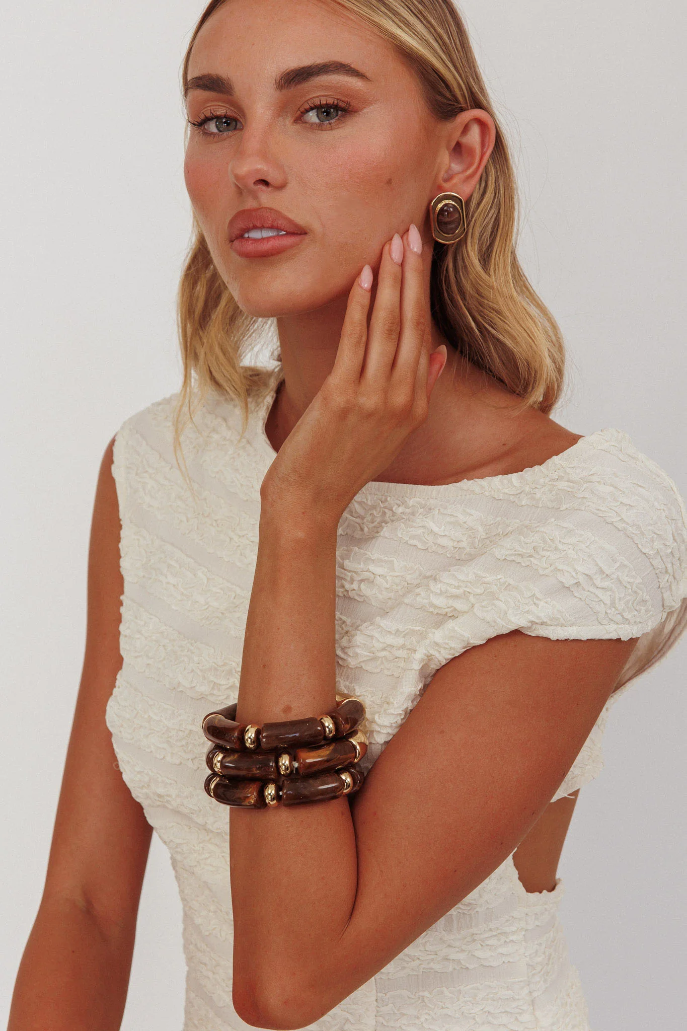 Zena Resin Bracelets Gold/Chocolate - Ruaus