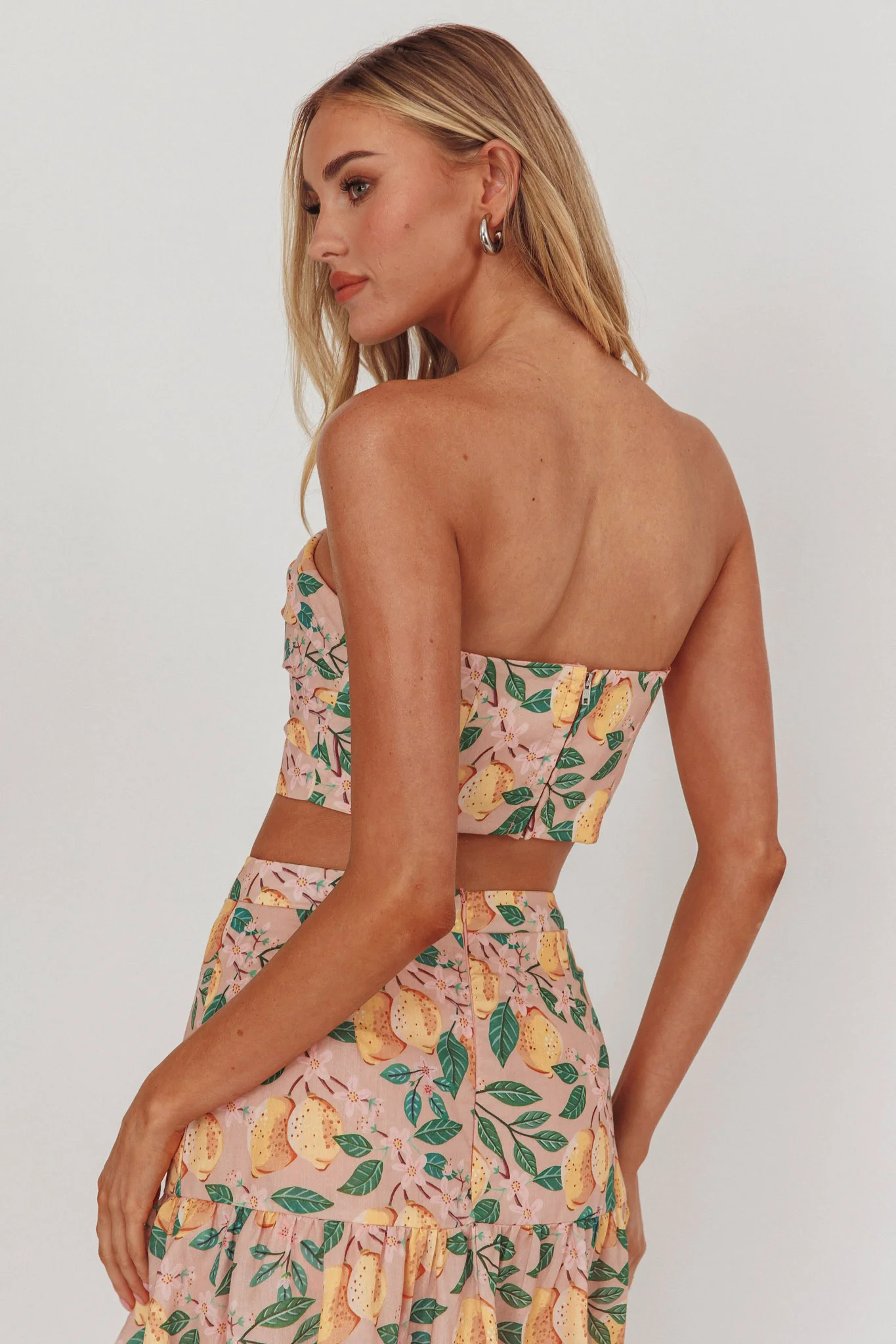 Ezmeralda Strapless Peat Crop Top Lemon - Ruaus