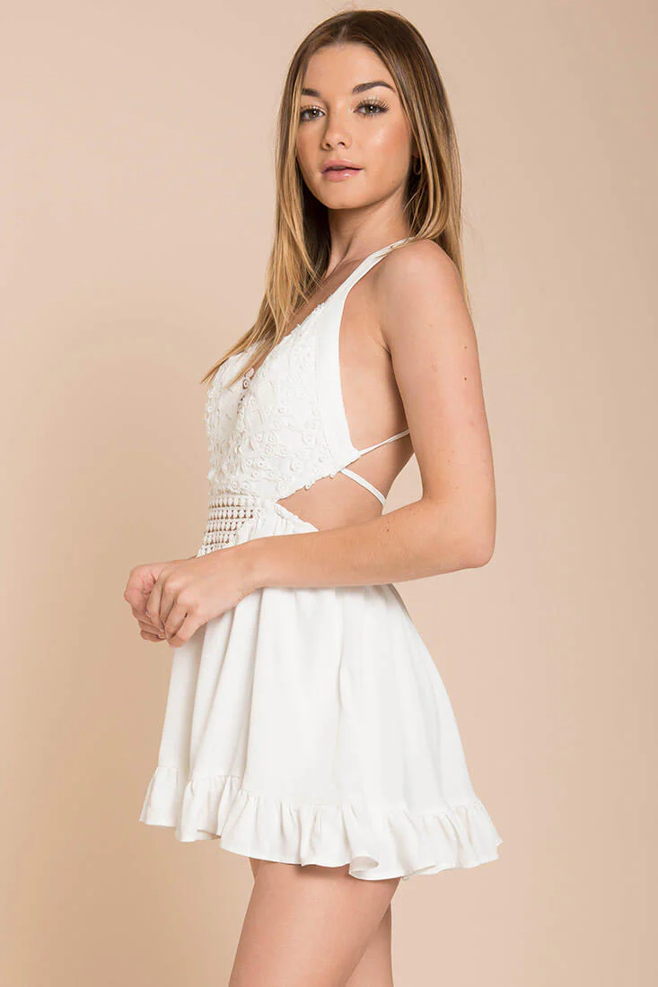 Kensington Crochet Romper White - Ruaus