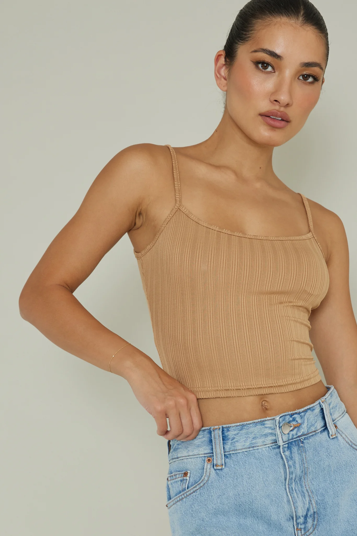 Sold Out Ribbed Cami Top Mocha - Ruaus