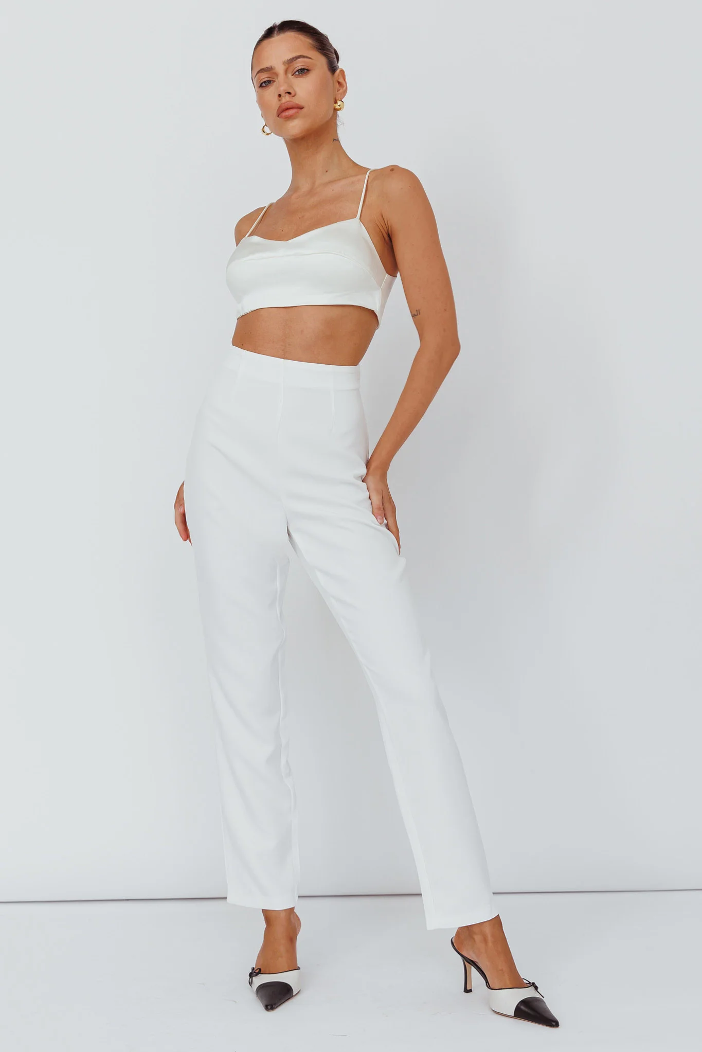 Moonlight Tango High Waist Pants White - Ruaus
