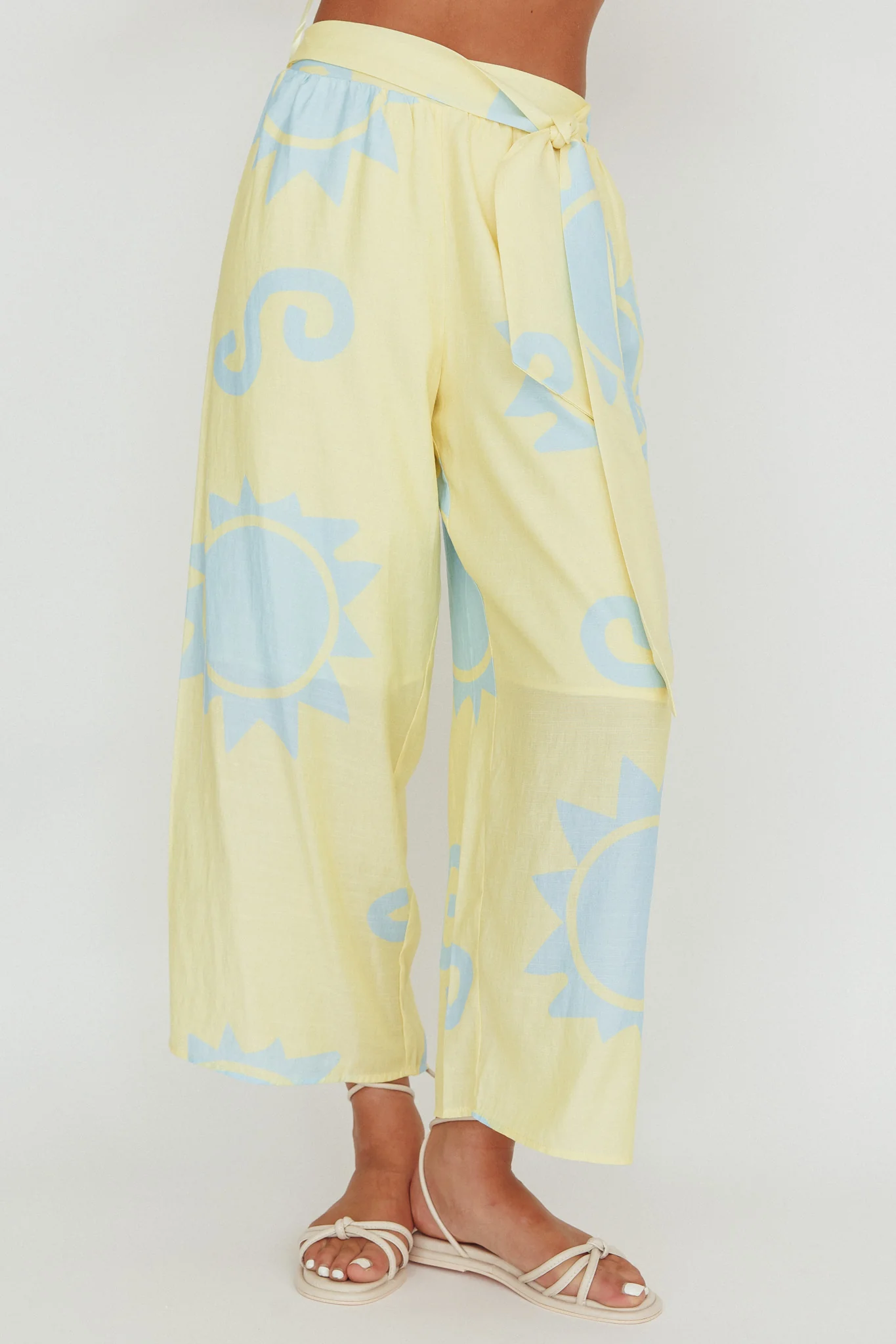 Nectar Sun Print Wide Leg Pants Yellow - Ruaus