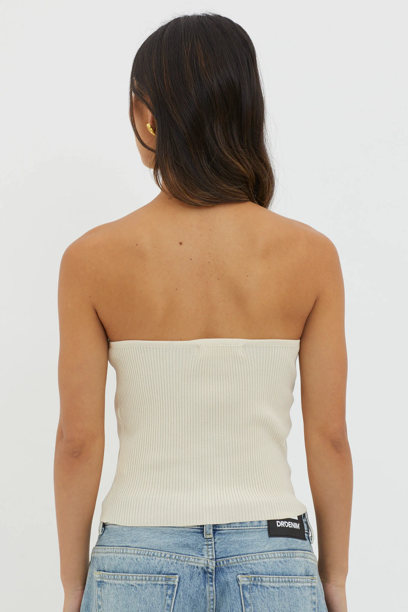 Flora Strapless Knit Top Cream - Ruaus