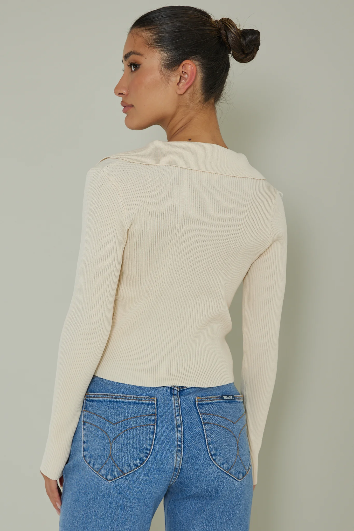 Lake Days Collared Knit Top Cream - Ruaus