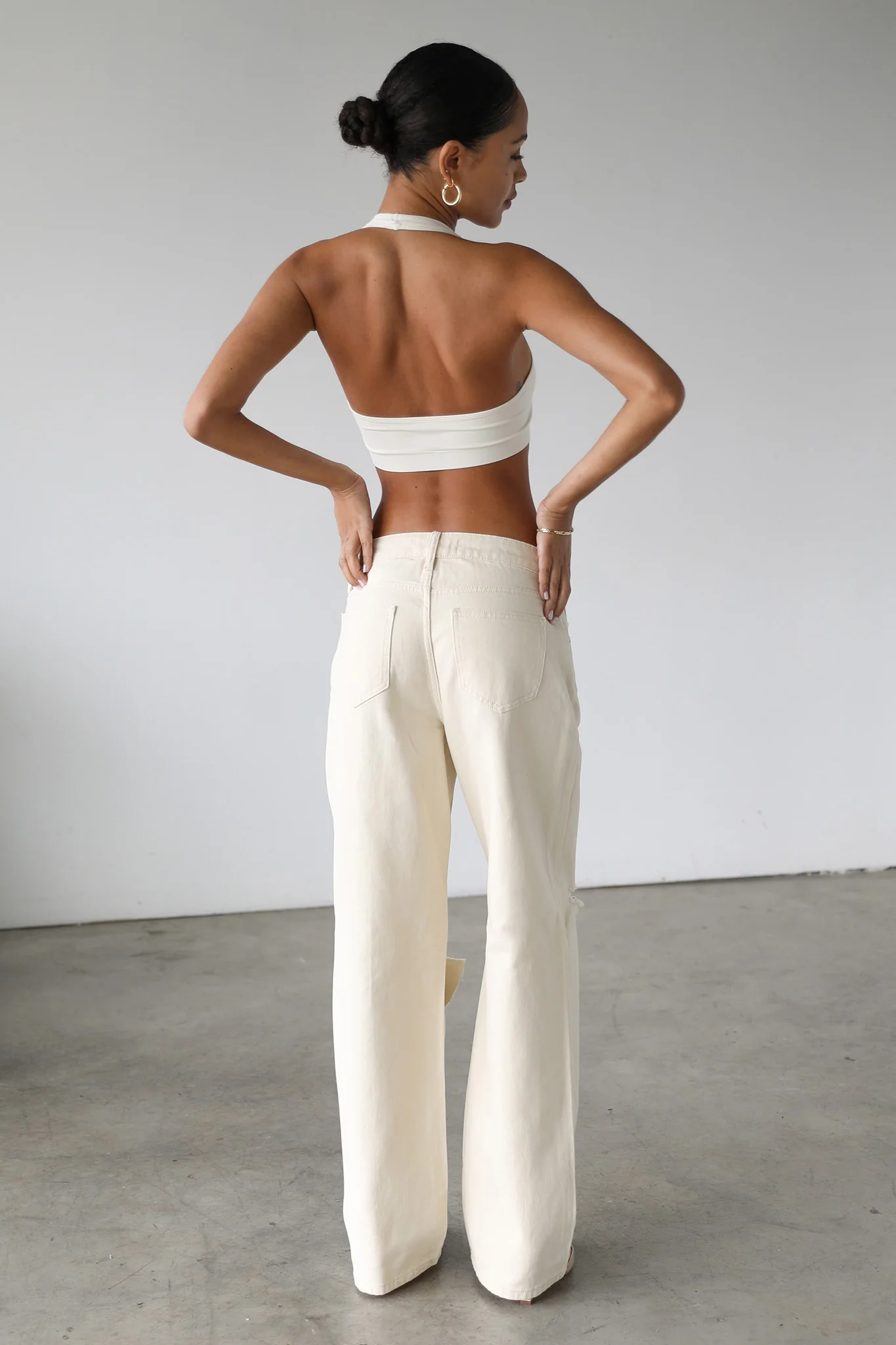 DOGMA Straight Wide Leg Skater Denim Jeans Cream - Ruaus