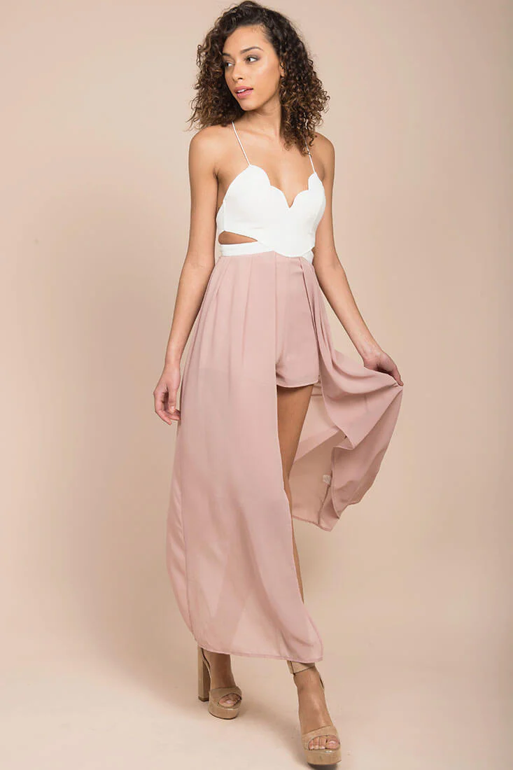 Trista cutout Maxi Romper White - Ruaus