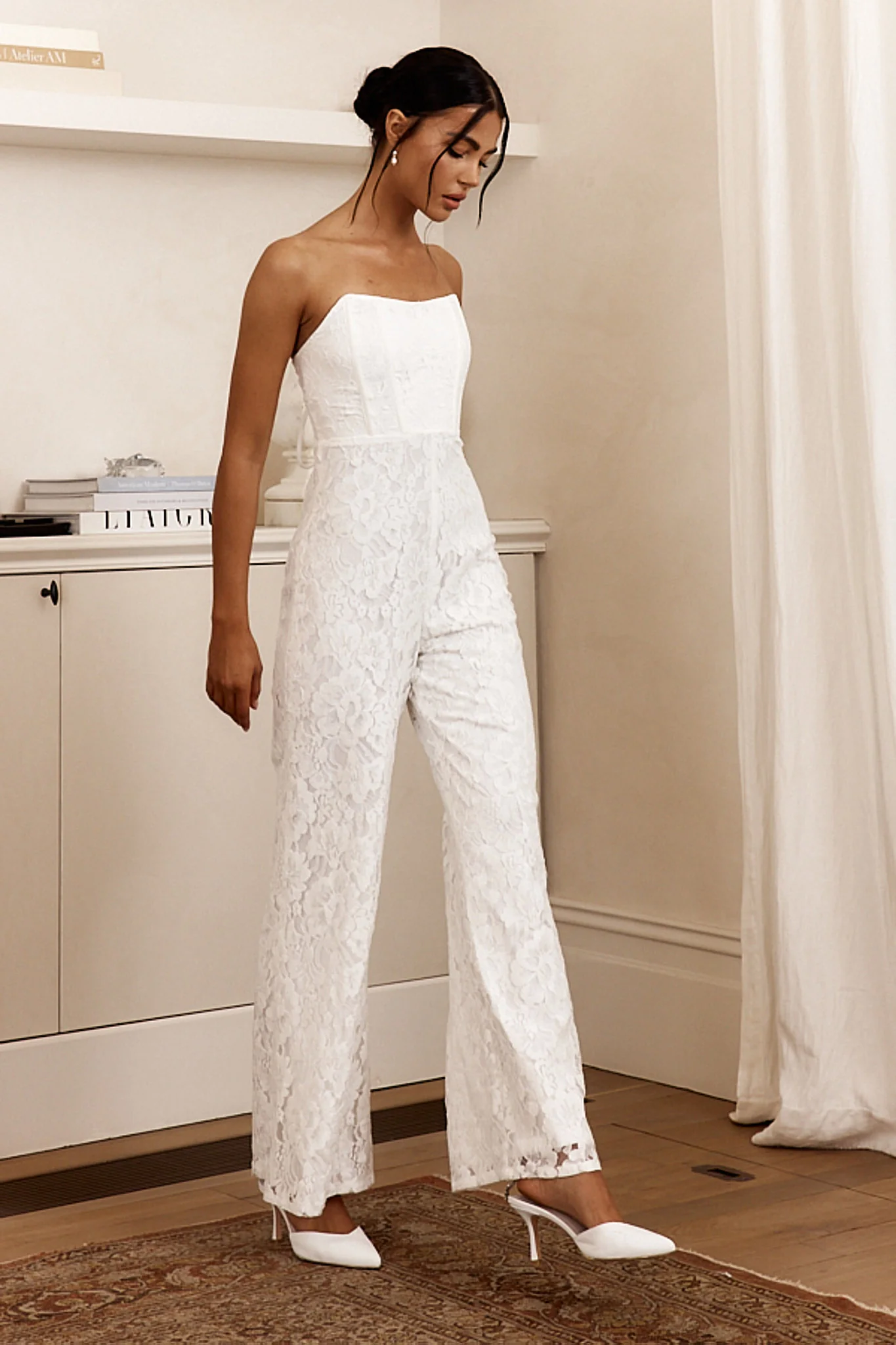 Ankita Strapless Lace Jumpsuit White - Ruaus