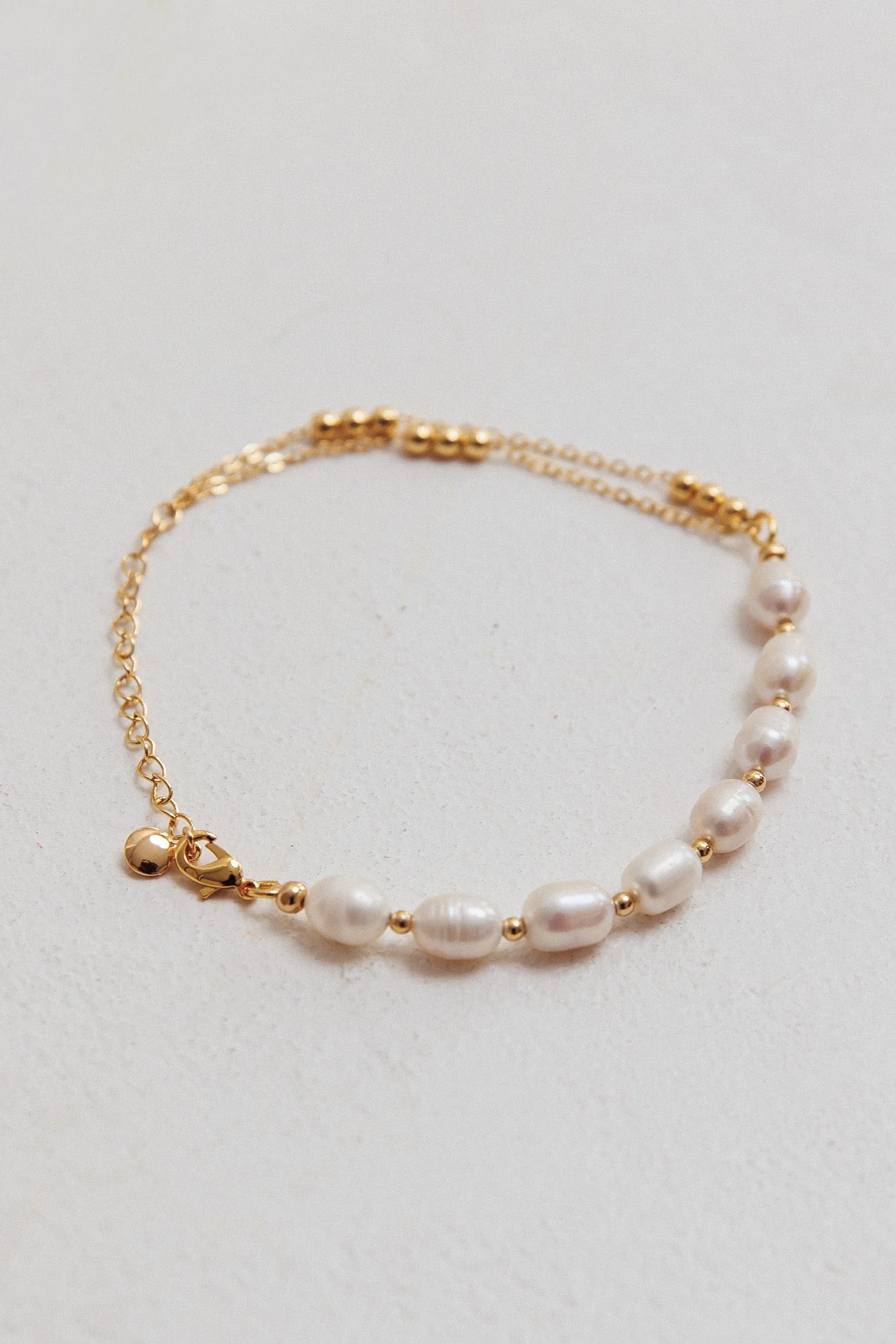 Polaris Freshwater Pearl Double Chain Bracelet Gold - Ruaus