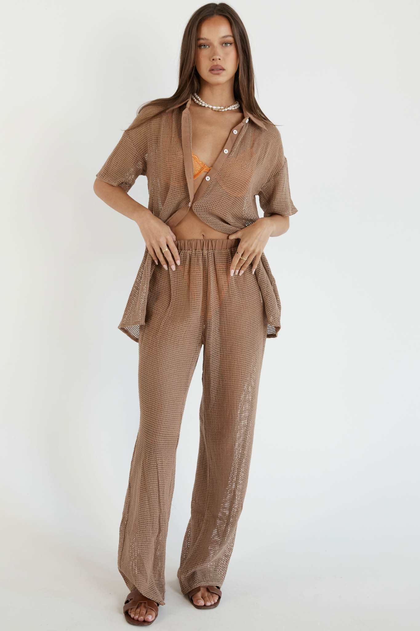 SNDYS Hyams Long Knit Pants Mocha - Ruaus