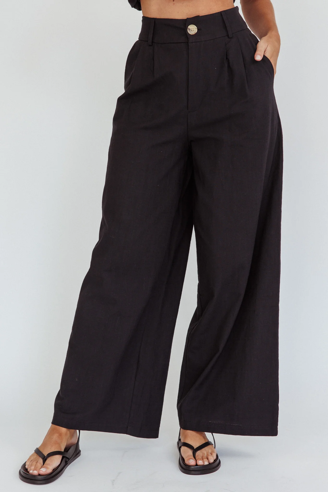 Philomena Wide-Leg Pants Black - Ruaus