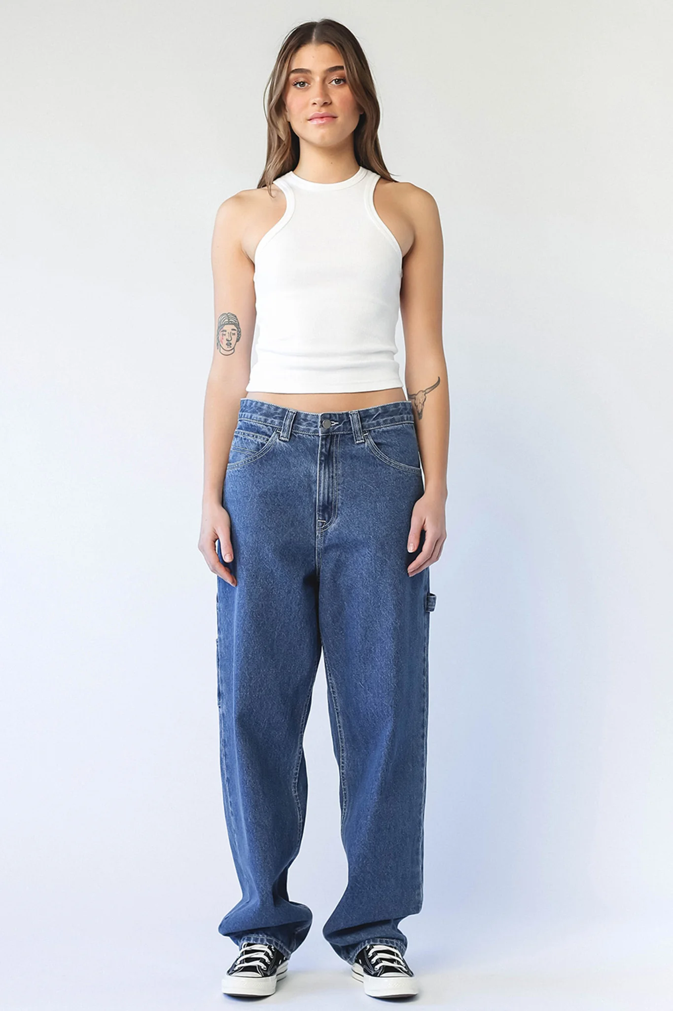 DR DENIM Faye Worker Pebble Mid Stone - Ruaus