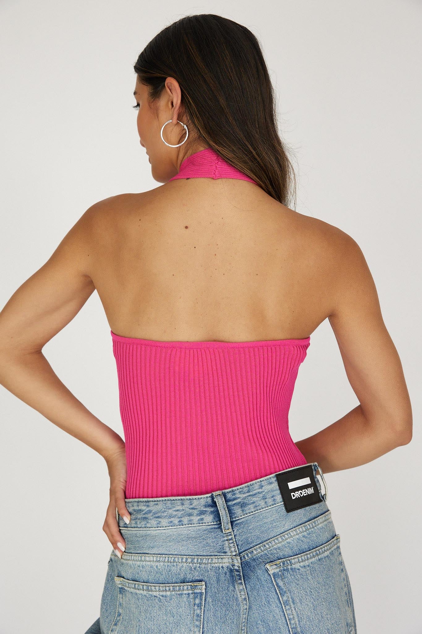Lou Cut-Out Halter Top Hot Pink - Ruaus