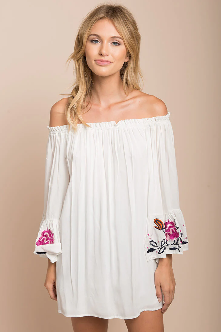 Chella Throwback Floral Tunic White - Ruaus
