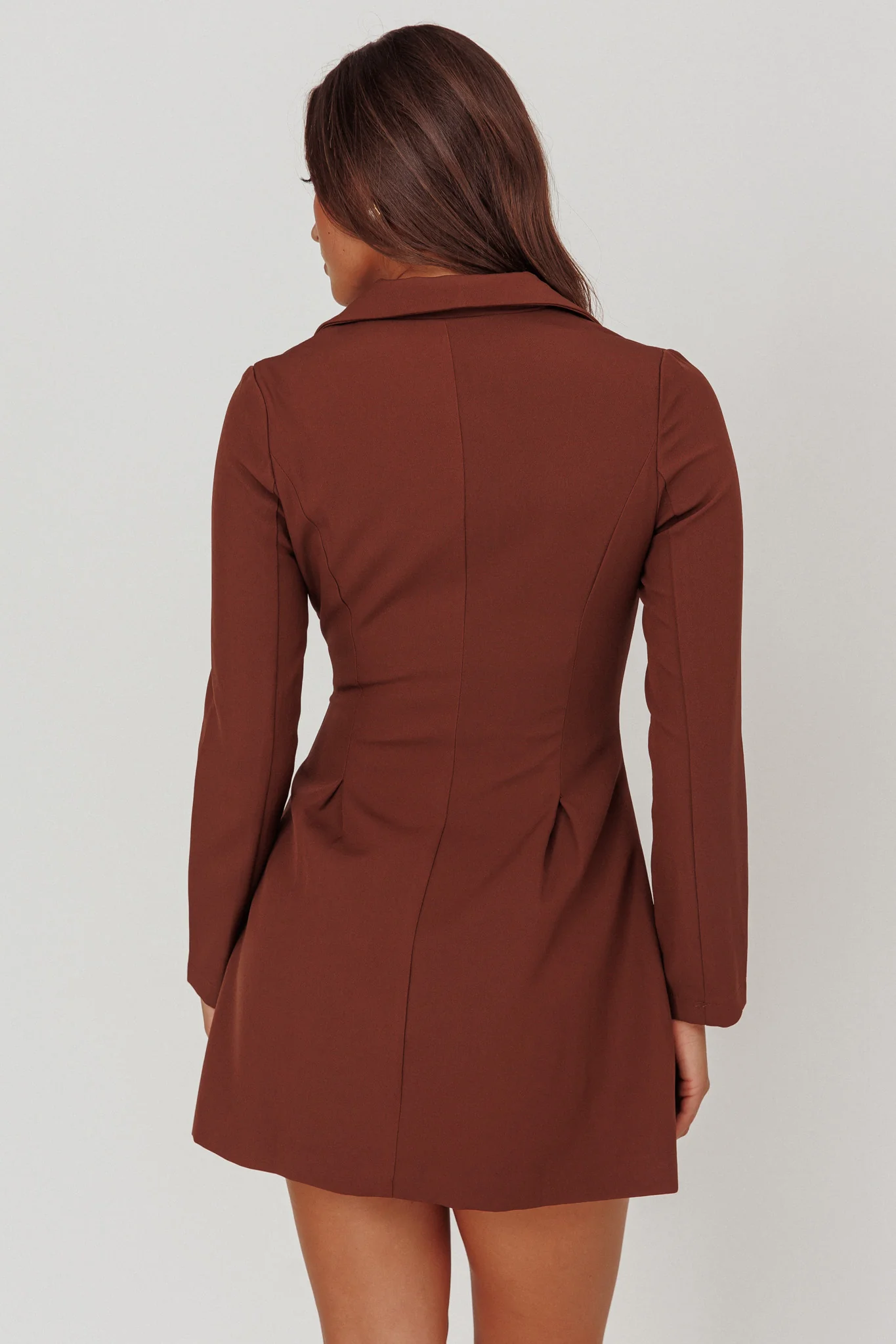 Austria Double Breasted Mini Dress Chocolate - Ruaus