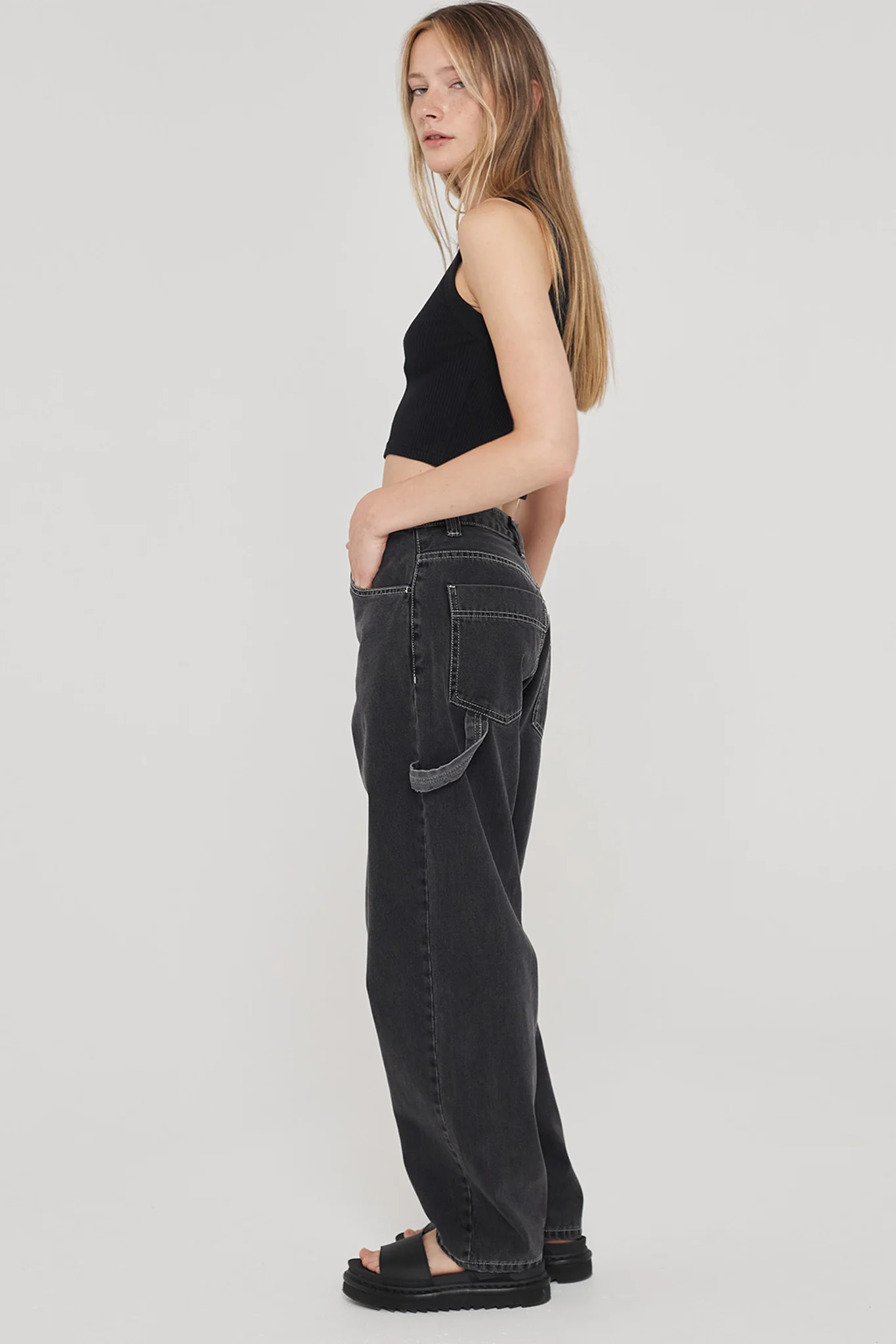 DR DENIM Faye Worker Concrete Black - Ruaus