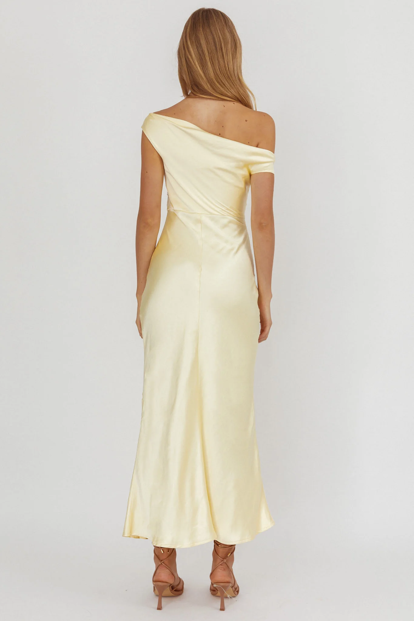 Revelation Off-Shoulder Lace Trim Maxi Dress Butter - Ruaus