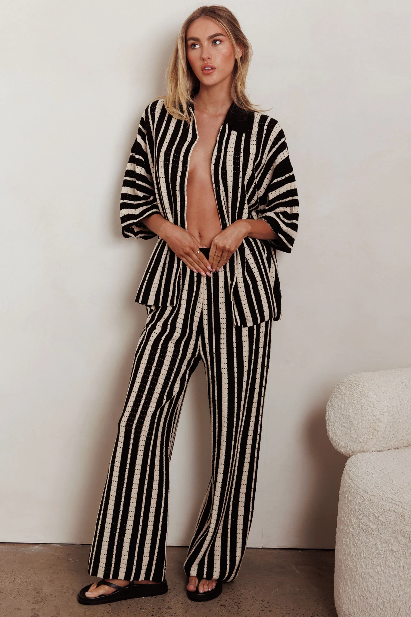 Influence Knit Straight Leg Pants Black - Ruaus