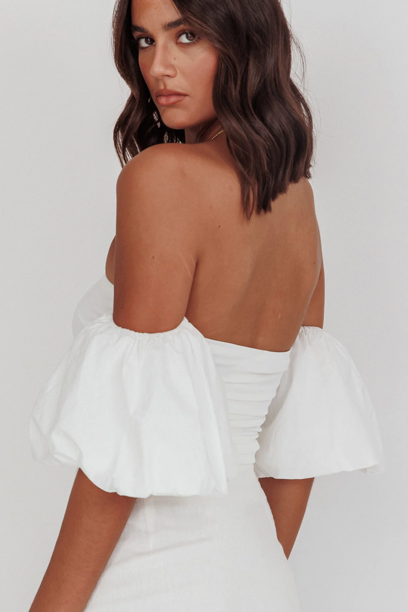 Summer Fridays Puff Sleeve Crop Top White - Ruaus