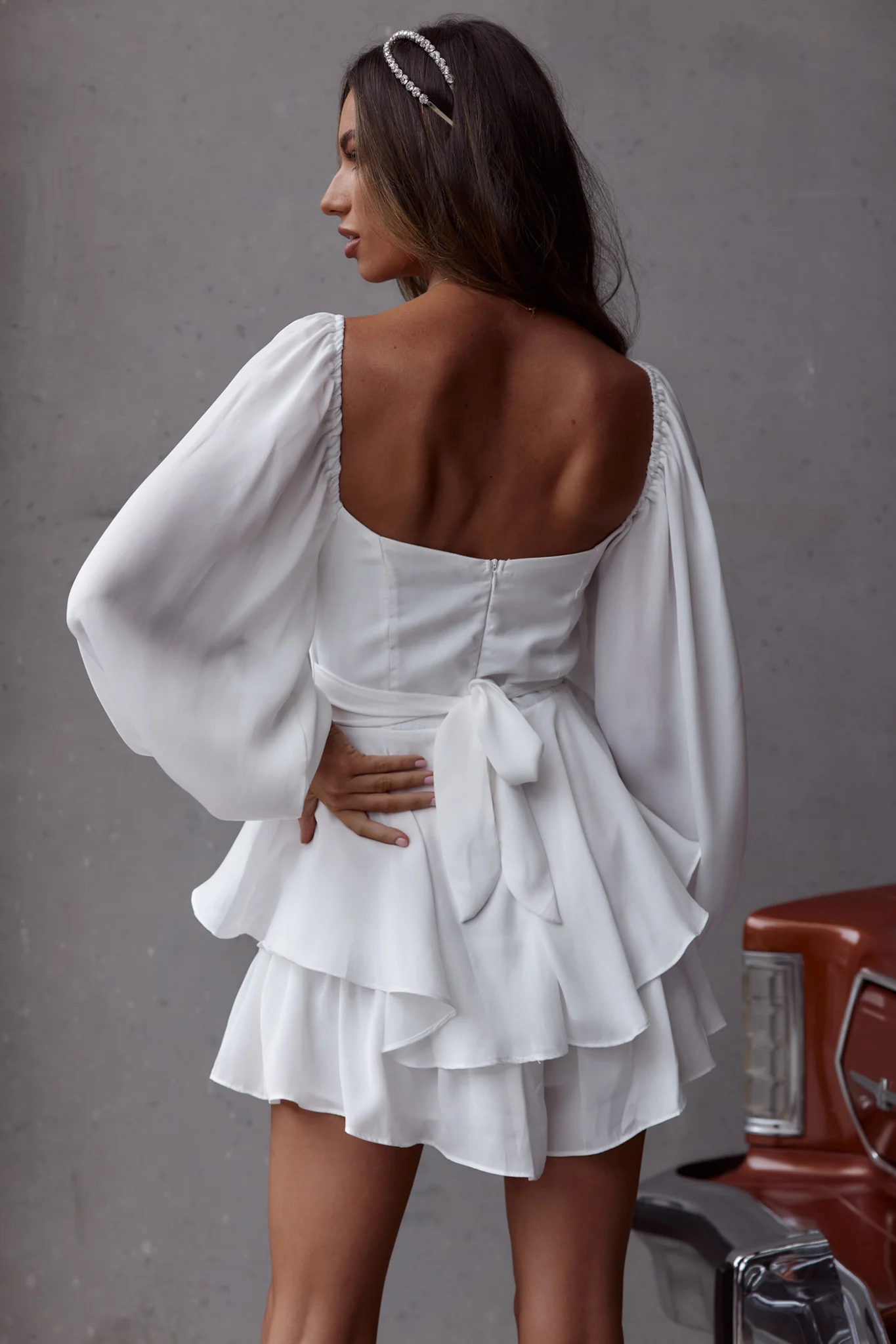 Well Versed Long Sleeve Flounce Romper White - Ruaus