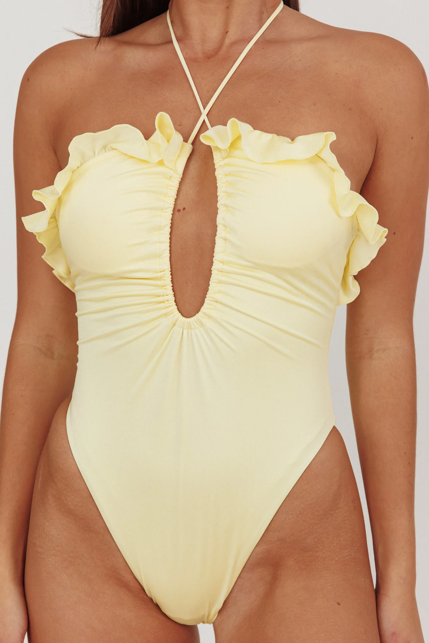 Georgia Frill Strap One Piece Swimsuit Butter - Ruaus