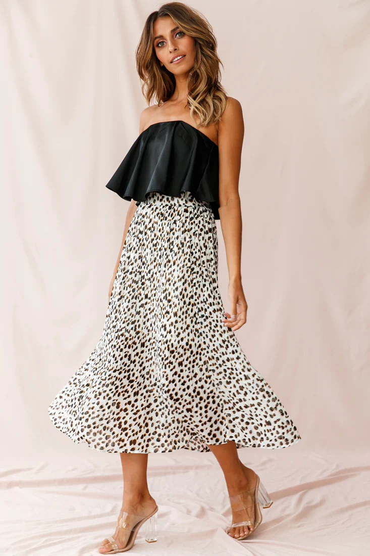 Marie Satin Bandeau Crop Top Black - Ruaus