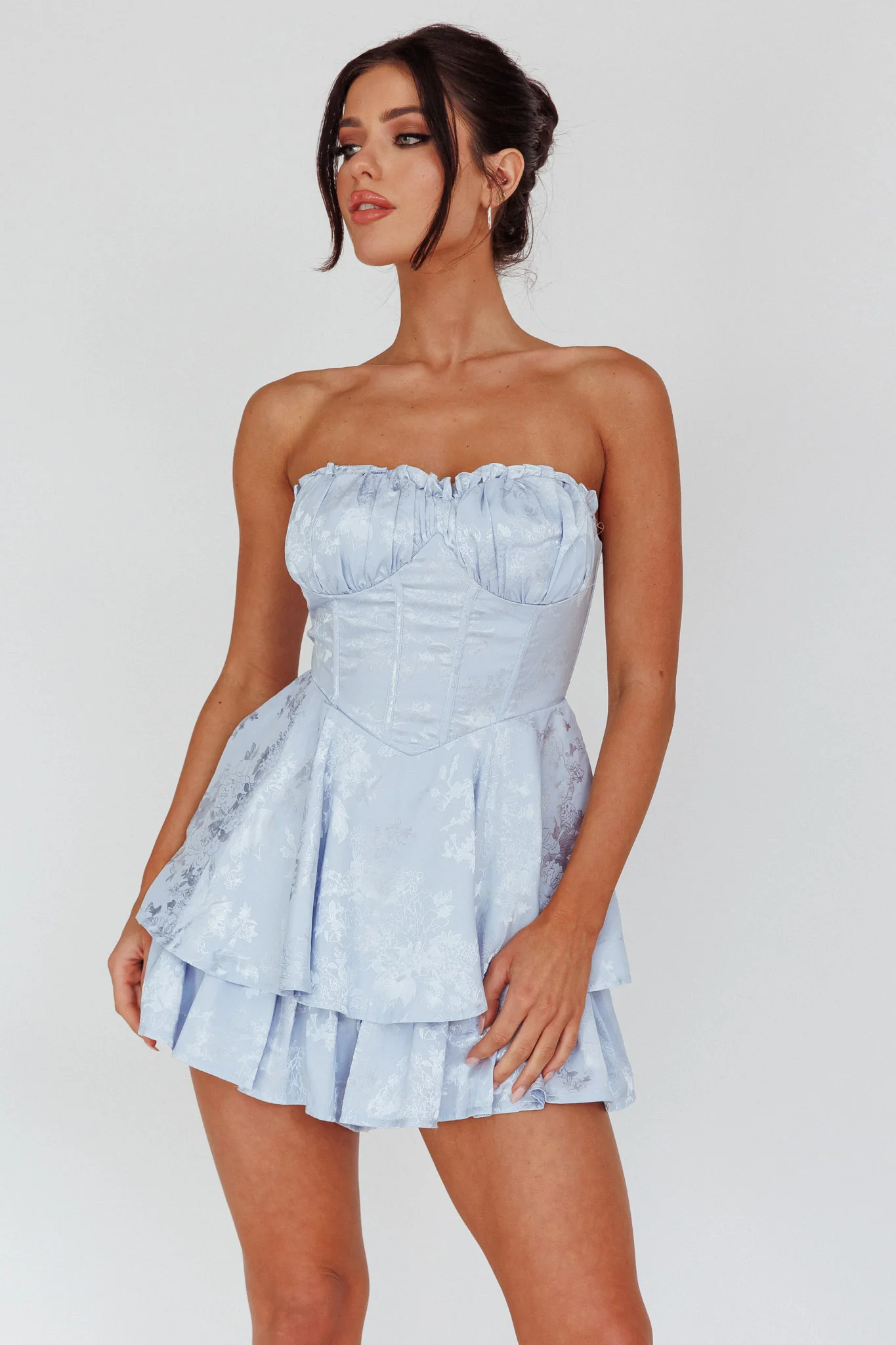 Angel Sky Gathered Bust Romper Dust Blue - Ruaus