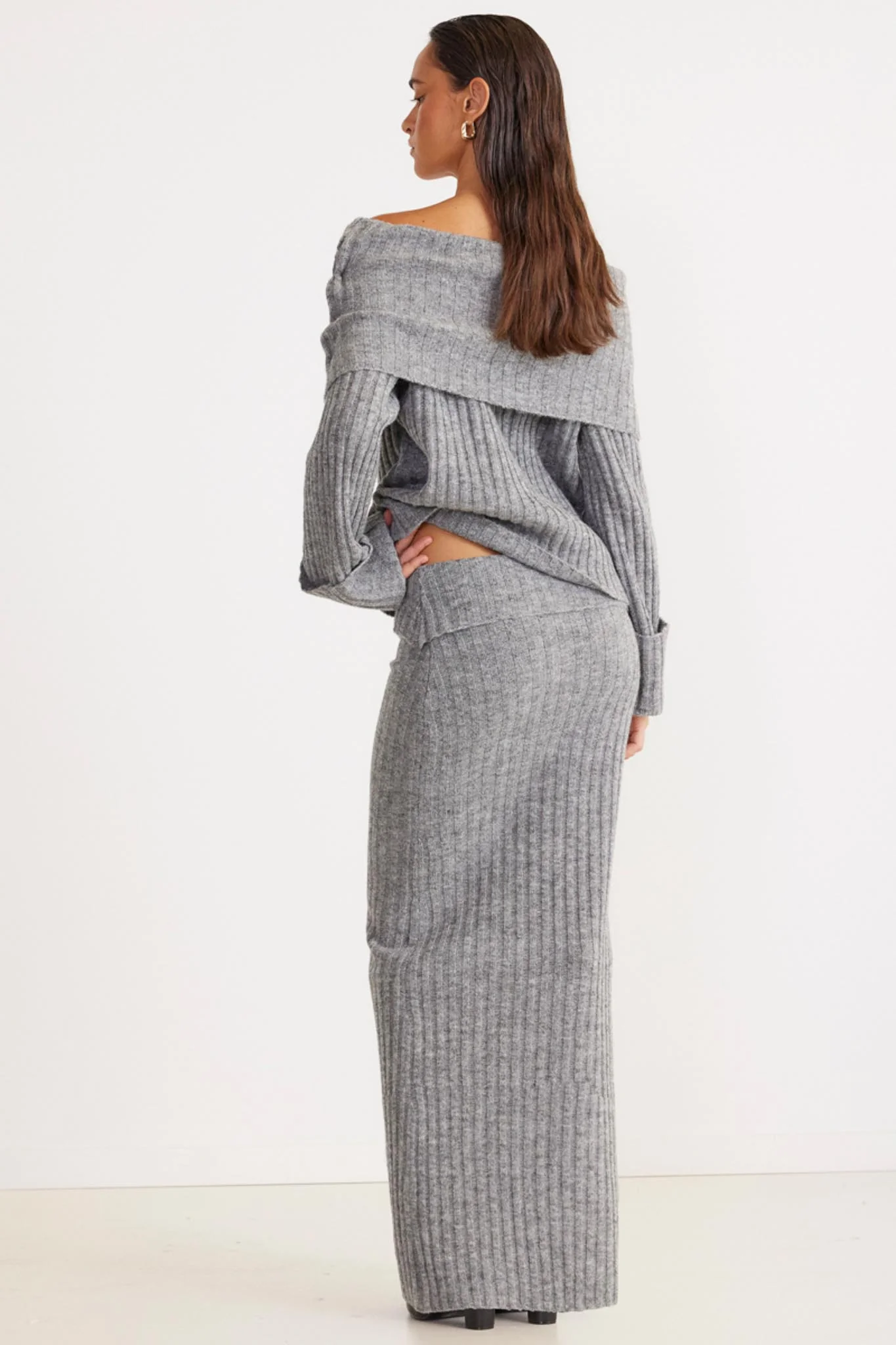 SNDYS Brooks Off Shoulder Jumper Grey - Ruaus