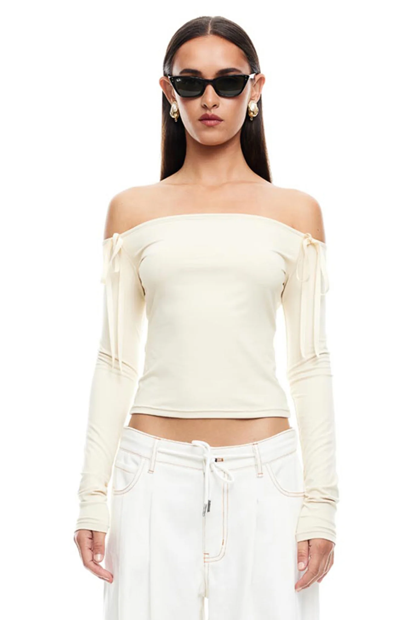 LIONESS Insightful Off Shoulder Top Ivory - Ruaus