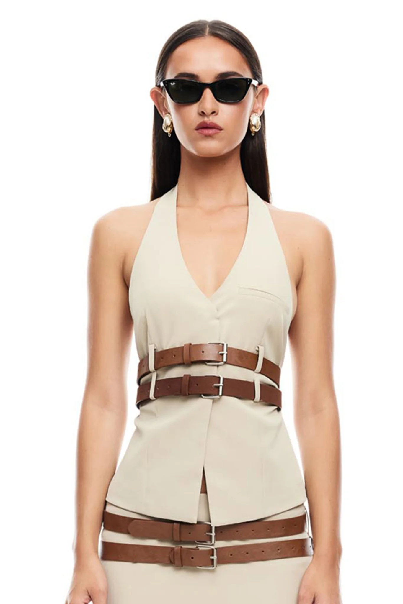 LIONESS Ethereal Buckle Top Beige - Ruaus