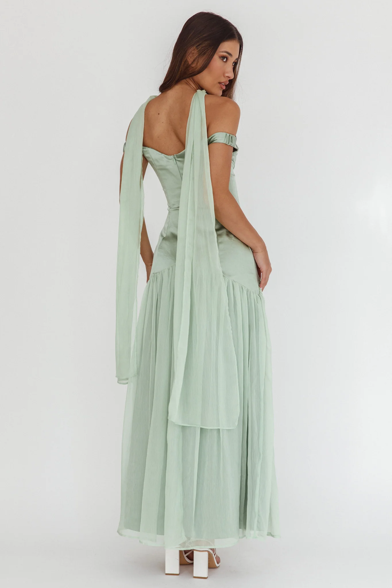 Kaycee Drop Waist Maxi Dress Sage - Ruaus