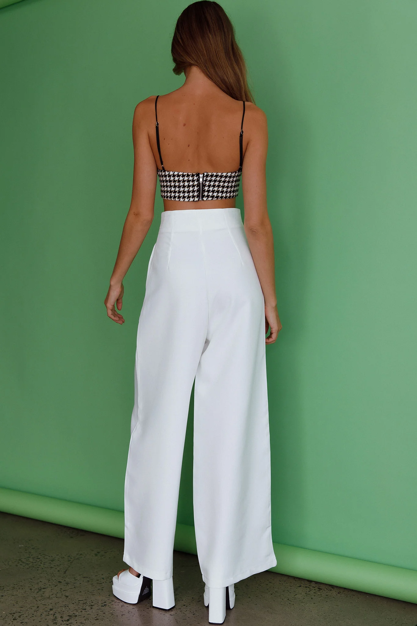 Starke High Waist Wide Leg Pants White - Ruaus