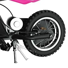 eine Nahaufnahme des versenkbaren Ständers und des Stahlrahmens des MX125 Elektrofahrrads für Kinder