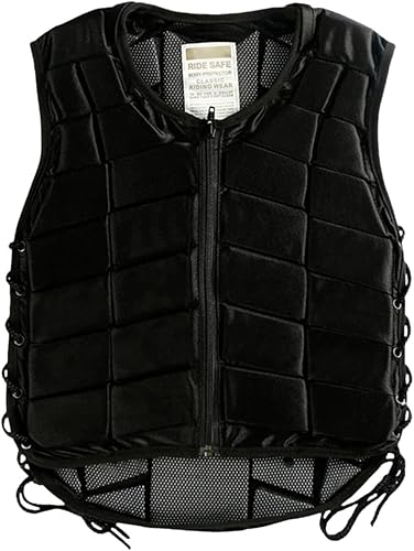 Harilla Reitweste, Stoßdämpfungsschutz, Verstellbarer Riemen, Weste, Schutzweste für Kinder (schwarz) - Ruaus