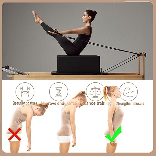 LVYWEX Pilates-Reformer-Maschine,Faltbar Multifunktionaler Pilates Reformer Machine Aus Holz FüR Zuhause Pilates Bett Mit Einstellbarer Intensitä FüR Krafttraining - Ruaus