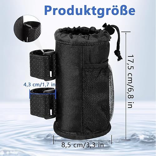 Trinkflaschenhalter Fahrrad mit Netztaschen, Getränkehalter Fahrrad Isoliert, Fahrrad-Trinkflaschenhalter Geeignet für Klappräder, Kinderwagen, Schraubenlose Fahrräder (Schwarz) - Ruaus