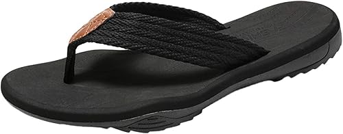 Zehentrenner Leder mit Arch Support Sandalen Sommer Männer Frauen Neigung Ferse Strand Flip Flops Weich Leder Stoff Badelatschen Sommer Beach Rutschfest Pantoletten Hausschuhe - Ruaus