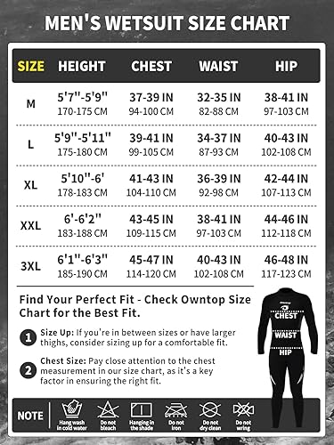 Owntop 5mm Neoprenanzüge für Männer Frauen - Rückenreißverschluss Neopren Tauchanzug, Erwachsene Ganzkörper-Nassanzüge, Thermischer Flexibler Tauchhaut Kaltwasser Tauchen Surfen - Ruaus