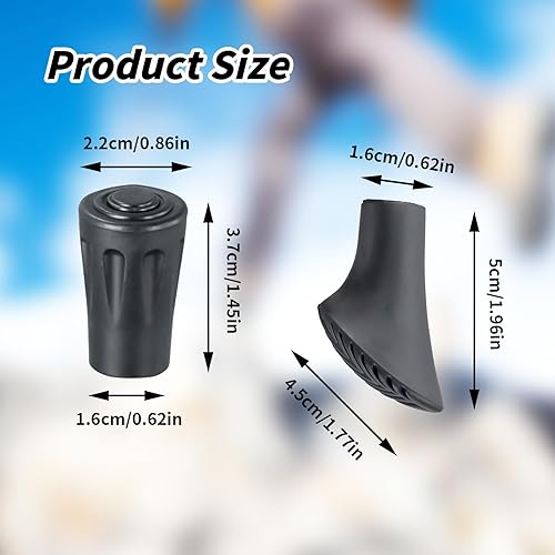 Nordic Walking Stöcke Gummipuffer, 12 Stück wanderstöcke gummipuffer, Schwarz gehstock gummipuffer, gummipuffer urchmesser von 10-11mm, trekkingstöcke ersatzteile für Asphalt, Kies, Berge, Wandern - Ruaus