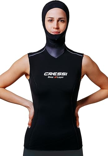 Cressi Base Layer Hood Vest Lady 2.5/5mm - Unteranzug mit eingebauter Kapuzenfrau, Schwarz - Ruaus