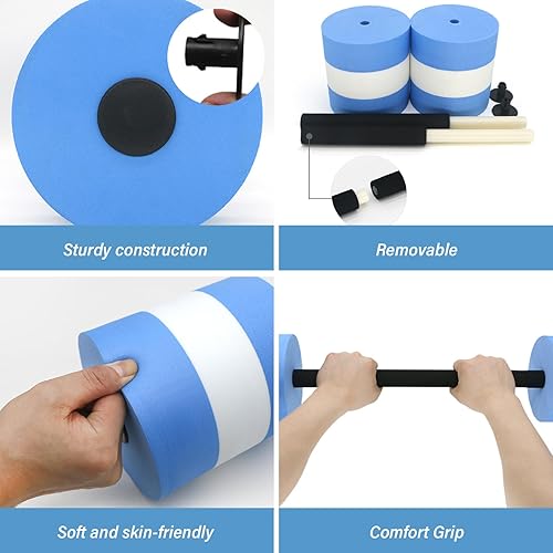 Pesoncarl Wassergewichte, Eva 29 Lang Narrenübungen Wasser Hanteln, schwimmende Wasserhantelsport Fitness tragbare Schaumstoffkrafttrainingsausrüstung, Blau - Ruaus