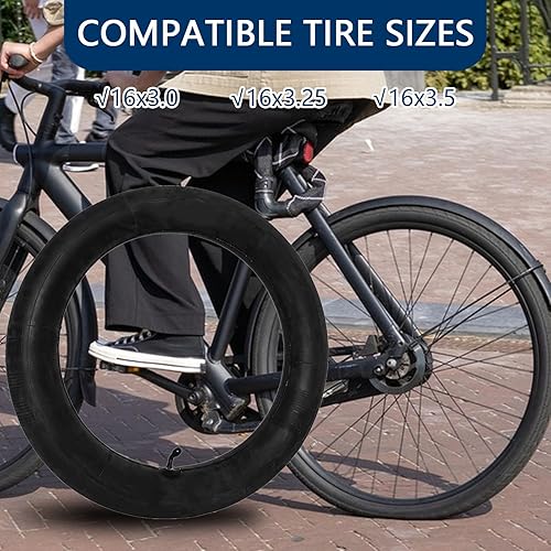 16 x 3,0 Fahrradschlauch-Ersatz, 16 Zoll Fahrradreifen Ersatz, kompatibel mit 16 x 3,0 16 x 3,25 16 x 3,5 Innenschläuche, für E-Bikes, Elektroroller, Mopeds [verdickt] (2 Stück) - Ruaus