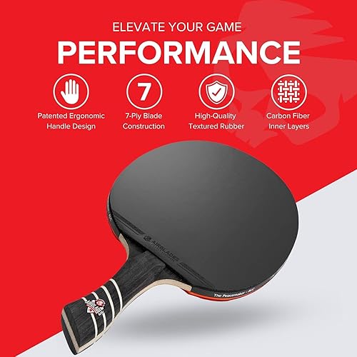 AirBlades The Peace Maker ALC - Professional Ping Pong Paddle - Carbon Fiber Table Tennis Racket Producing Maximum Spin & Control for All Levels - Hard Carry Case & Ergonomic Handle. - Ruaus