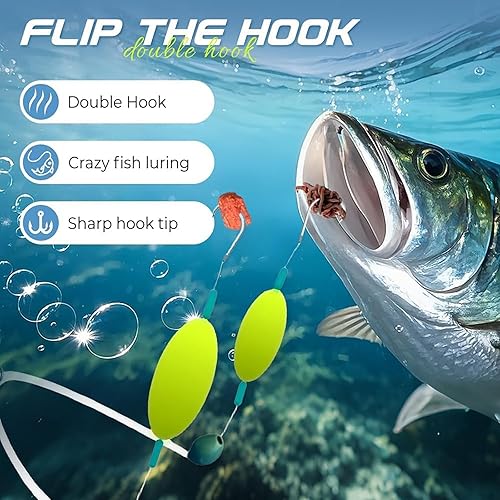 Double-Hook Reverse Bottom Rig - 5 StüCk Angelhaken Set, Doppelhaken Und Unterhaken Angeln, Design Doppelhaken AngelköDer AngelzubehöR Set FüR SüßWasser Salzwasser - Ruaus