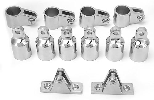 12 Stück 3-Bogen Bimini Top Scharnier Schienenmontage Boot Bimini Top Abdeckkappe Edelstahl Bootsbeschläge Hardware Scharnier Montage Kiefer Schieber Bimini Top Eye End Kit - Ruaus