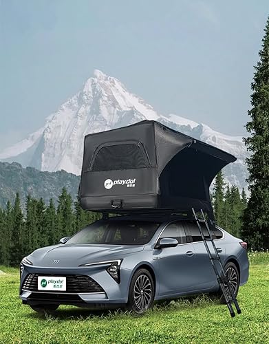 Sport Tent Aufblasbares Dachzelt Auto SUV Aufblasbares Autodachzelt mit Vorzelt Wasserdicht 2 Personen Pop Up Rooftop Tent Camping Luftzelt Leicht Schwarz - Ruaus