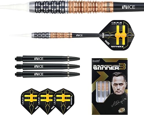 ONE80 Soft Dart Lourence Ilagan The Gunner 3 VHD 90% Tungsten Softtip Dart Softdart Dartpfeile Set mit Schäften und Flights Hochwertige Tungsten Softdarts - Ruaus
