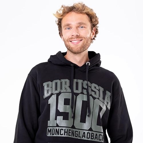 Borussia Mönchengladbach Hoodie Borussia Inside | Offizieller Fanartikel Fohlenshop | Schwarzer Hoodie mit Rubber Aufdruck - Ruaus